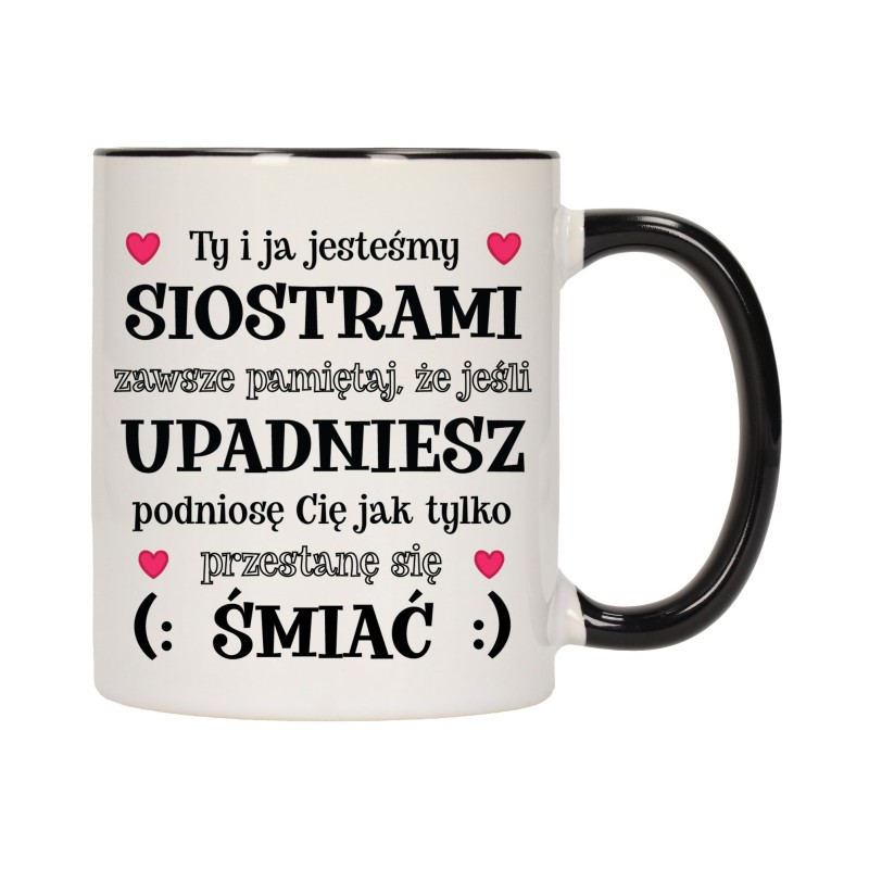 KUBEK KUBKI CZARNY ŚRODEK UCHO DLA SIOSTRY SIOSTRA RODZINY PREZENT W615