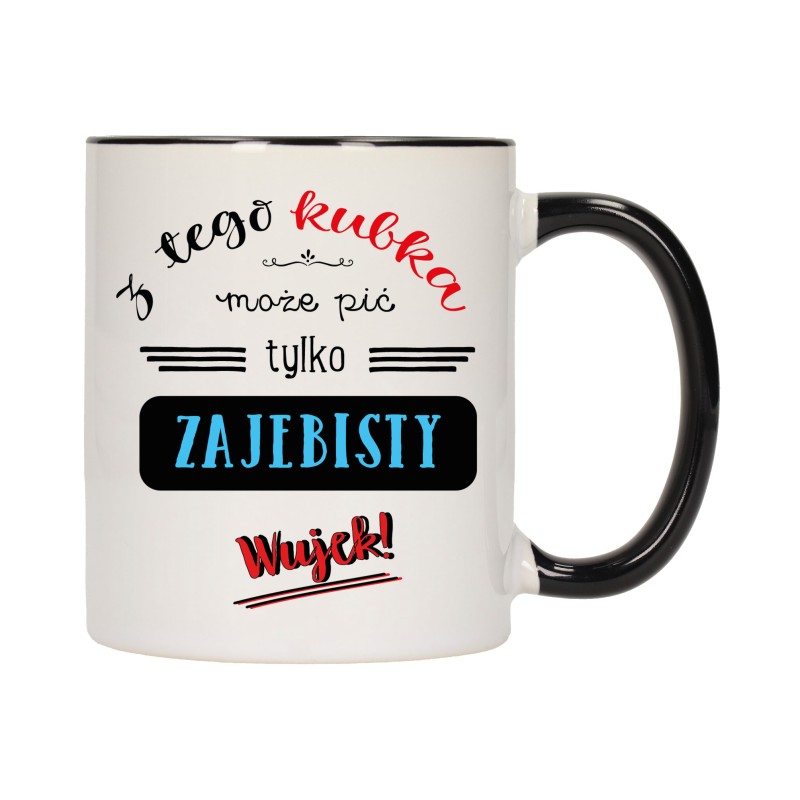 kubek kubki czarny środek ucho dla wujka wujek rodziny rodzina w683