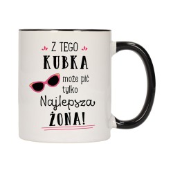 kubek kubki czarny środek ucho dla żony żona rodziny rodzina w706