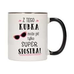 kubek kubki czarny środek ucho dla super siostra rodziny rodzina w708