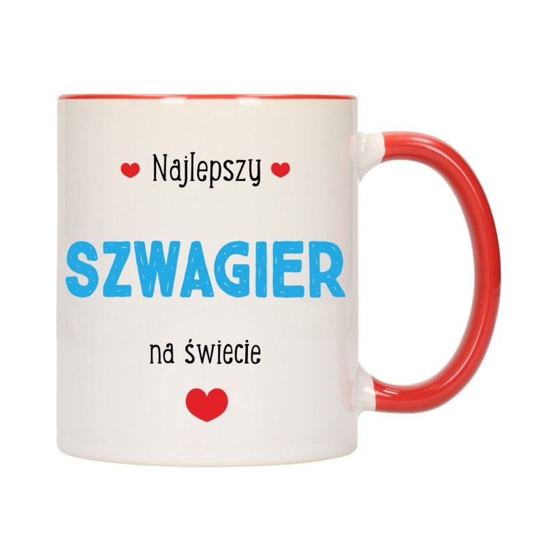 KUBEK KUBKI CZERWONY ŚRODEK UCHO DLA SZWAGRA SZWAGIER RODZINY PREZENT W421