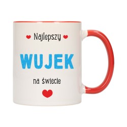 KUBEK KUBKI CZERWONY ŚRODEK UCHO DLA WUJKA WUJEK RODZINY PREZENT W420