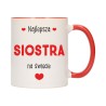 KUBEK KUBKI CZERWONY ŚRODEK UCHO DLA SIOSTRY SIOSTRA RODZINY PREZENT W418