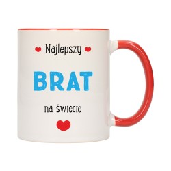 KUBEK KUBKI CZERWONY ŚRODEK UCHO DLA BRATA BRAT RODZINY PREZENT W417