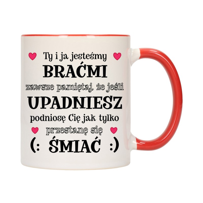 KUBEK KUBKI CZERWONY ŚRODEK UCHO DLA BRATA BRAT RODZINY PREZENT W616