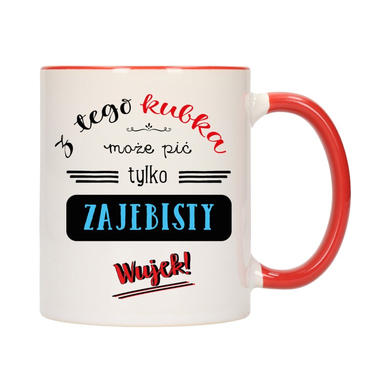 kubek kubki czerwony środek ucho dla wujka wujek rodziny rodzina w683