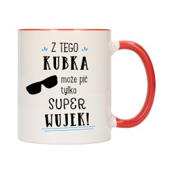 kubek kubki czerwony środek ucho dla wujka wujek rodziny rodzina w702