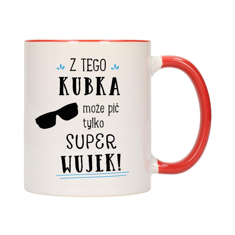 kubek kubki czerwony środek ucho dla wujka wujek rodziny rodzina w702