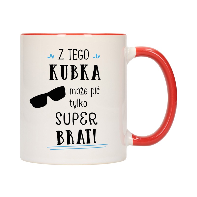 kubek kubki czerwony środek ucho dla brata brat rodziny rodzina w704