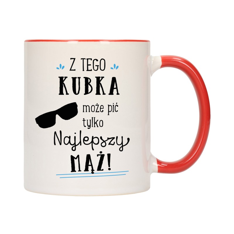 kubek kubki czerwony środek ucho dla męża mąż rodziny rodzina w705