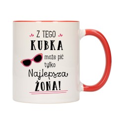 kubek kubki czerwony środek ucho dla żony żona rodziny rodzina w706