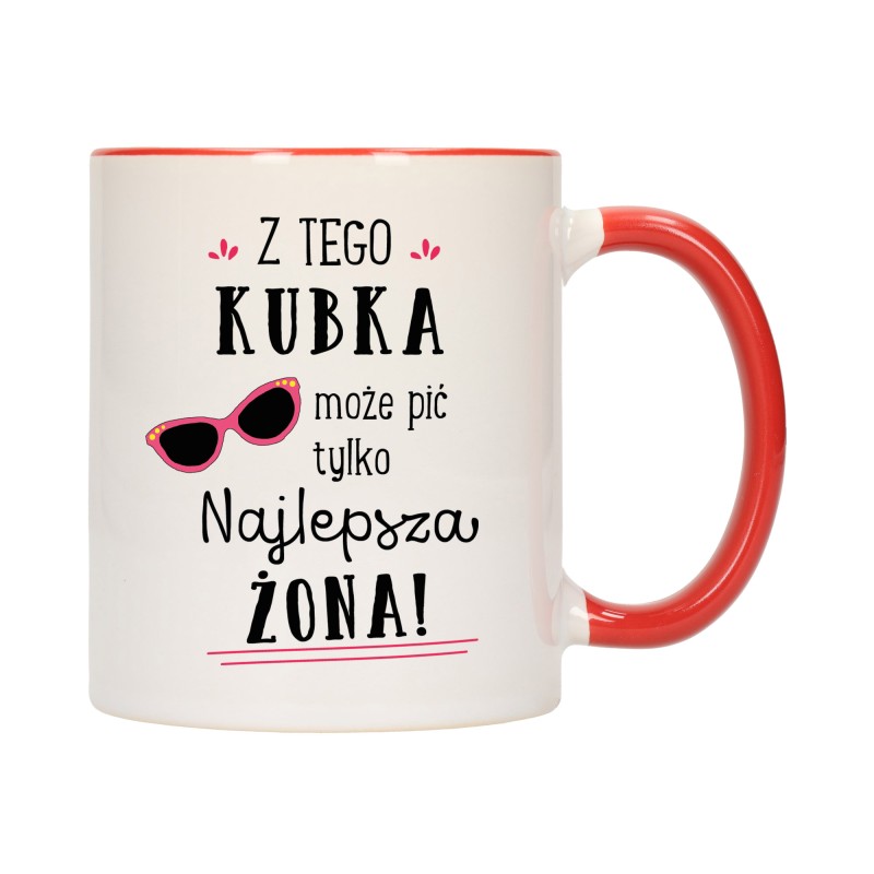 kubek kubki czerwony środek ucho dla żony żona rodziny rodzina w706