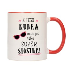 kubek kubki czerwony środek ucho dla super siostra rodziny rodzina w708