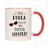 kubek kubki czerwony środek ucho dla super siostra rodziny rodzina w708