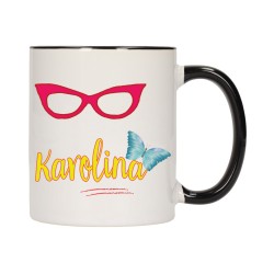 KUBEK KUBKI CZARNY ŚRODEK UCHO Z IMIĘ IMIENIEM PREZENT W382