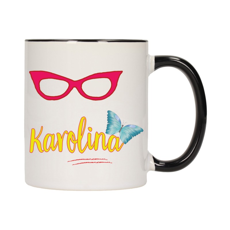 KUBEK KUBKI CZARNY ŚRODEK UCHO Z IMIĘ IMIENIEM PREZENT W382