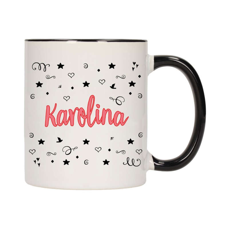 KUBEK KUBKI CZARNY ŚRODEK UCHO Z IMIĘ IMIENIEM PREZENT W383