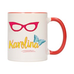 KUBEK KUBKI CZERWONY ŚRODEK UCHO Z IMIĘ IMIENIEM PREZENT W382