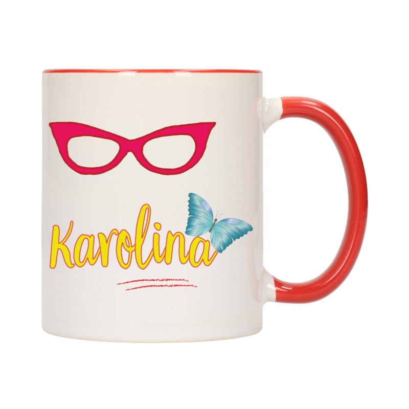 KUBEK KUBKI CZERWONY ŚRODEK UCHO Z IMIĘ IMIENIEM PREZENT W382