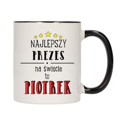 KUBEK KUBKI CZARNY ŚRODEK UCHO DLA SZEFA PREZESA SZEFOWEJ IMIĘ PREZENT W577