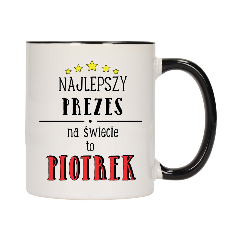 KUBEK KUBKI CZARNY ŚRODEK UCHO DLA SZEFA PREZESA SZEFOWEJ IMIĘ PREZENT W577