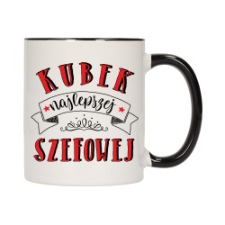 KUBEK KUBKI CZARNY ŚRODEK UCHO DLA NAJLEPSZA SZEFOWA PREZENT W427