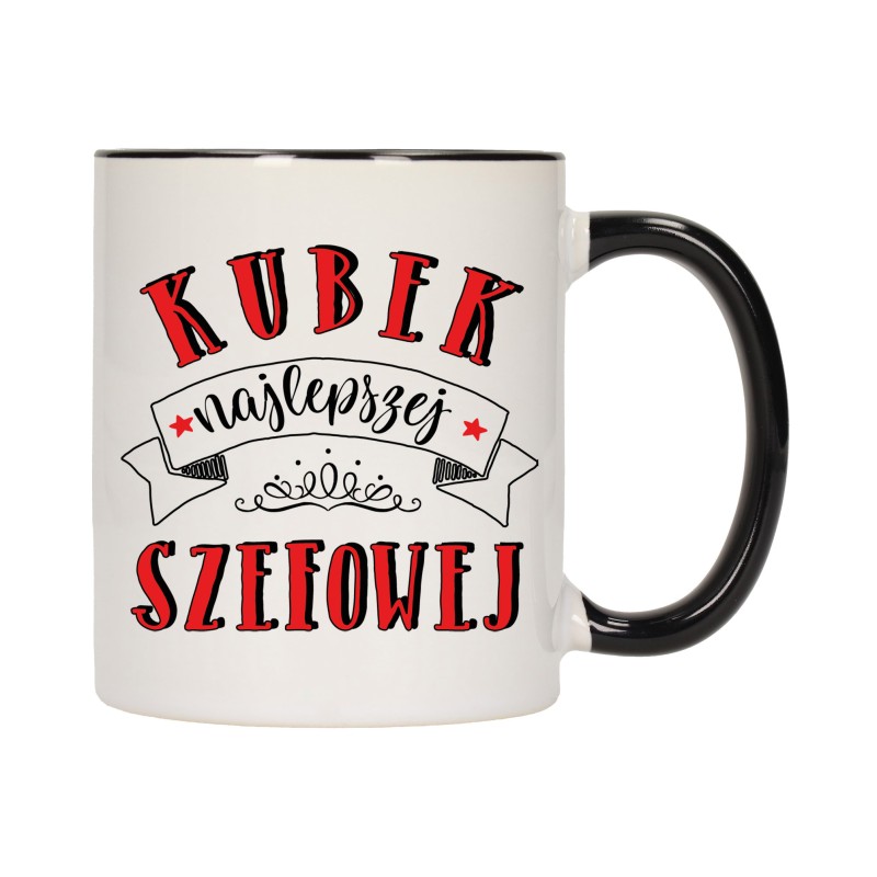 KUBEK KUBKI CZARNY ŚRODEK UCHO DLA NAJLEPSZA SZEFOWA PREZENT W427