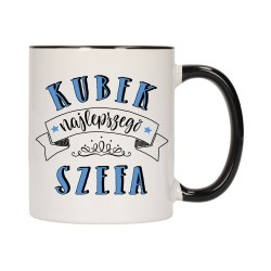 KUBEK KUBKI CZARNY ŚRODEK UCHO DLA NAJLEPSZY SZEF PREZES PREZENT W428