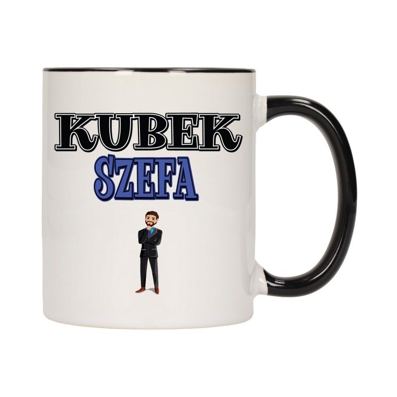 KUBEK KUBKI CZARNY ŚRODEK UCHO DLA SZEFA PREZESA PREZENT W654