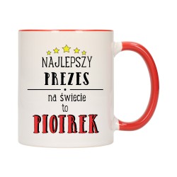 KUBEK KUBKI CZERWONY ŚRODEK UCHO DLA SZEFA PREZESA SZEFOWEJ PREZENT W577