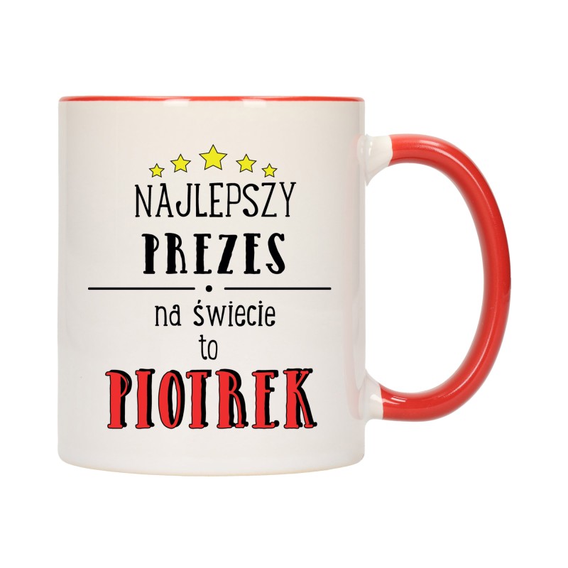 KUBEK KUBKI CZERWONY ŚRODEK UCHO DLA SZEFA PREZESA SZEFOWEJ PREZENT W577