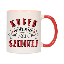 KUBEK KUBKI CZERWONY ŚRODEK UCHO DLA NAJLEPSZA SZEFOWA PREZENT W427