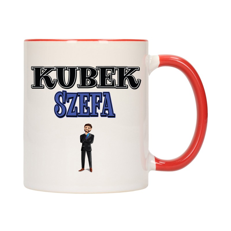 KUBEK KUBKI CZERWONY ŚRODEK UCHO DLA SZEFA PREZESA PREZENT W654
