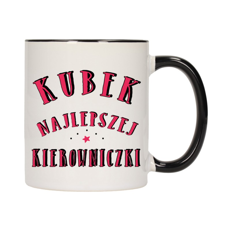 KUBEK KUBKI CZARNY ŚRODEK UCHO DLA NAJLEPSZA KIEROWNICZKA PREZENT W699