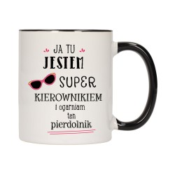 KUBEK KUBKI CZARNY ŚRODEK UCHO DLA SUPER KIEROWNIK PREZENT W701