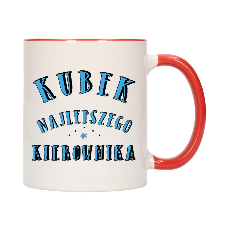 KUBEK KUBKI CZERWONY ŚRODEK UCHO NAJLEPSZY KIEROWNIK PREZENT W698