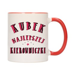 KUBEK KUBKI CZERWONY ŚRODEK UCHO DLA NAJLEPSZA KIEROWNICZKA PREZENT W699