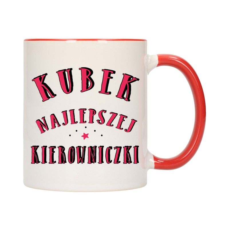 KUBEK KUBKI CZERWONY ŚRODEK UCHO DLA NAJLEPSZA KIEROWNICZKA PREZENT W699