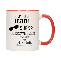 KUBEK KUBKI CZERWONY ŚRODEK UCHO NAJLEPSZY SUPER KIEROWNIK PREZENT W700