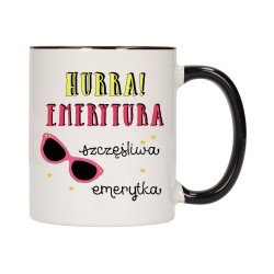 KUBEK KUBKI CZARNY ŚRODEK UCHO DLA EMERYTKI EMERYTURA PREZENT W639