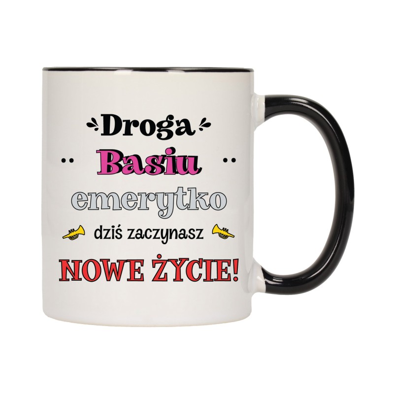 KUBEK KUBKI CZARNY ŚRODEK UCHO DLA EMERYTKI EMERYTURA PREZENT W614