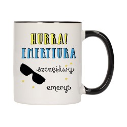 KUBEK KUBKI CZARNY ŚRODEK UCHO DLA EMERYTA EMERYTURA PREZENT W640