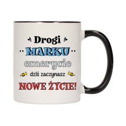 KUBEK KUBKI CZARNY ŚRODEK UCHO DLA EMERYTA EMERYTURA PREZENT W613