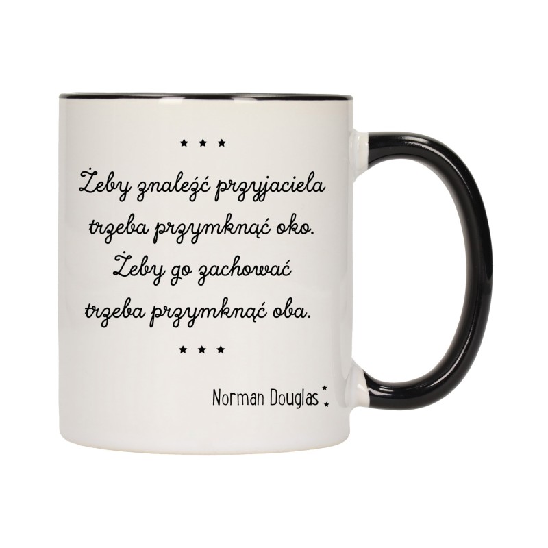 KUBEK KUBKI CZARNY ŚRODEK UCHO ZNANE CYTATY CYTAT PREZENT W503