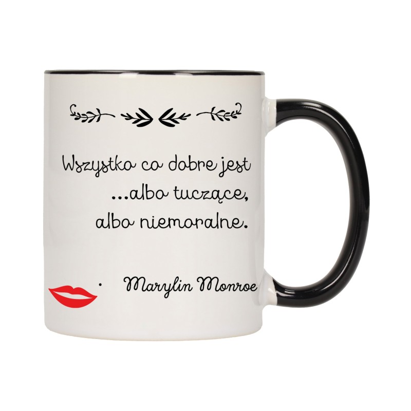 KUBEK KUBKI CZARNY ŚRODEK UCHO ZNANE CYTATY CYTAT PREZENT W497