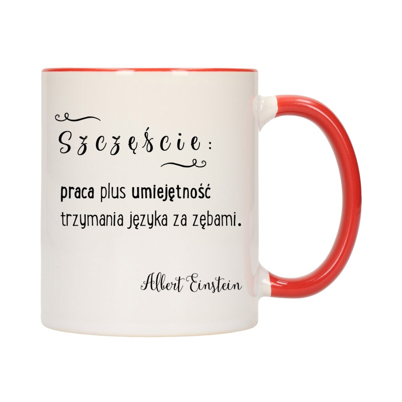 KUBEK KUBKI CZERWONY ŚRODEK UCHO ZNANE CYTATY CYTAT PREZENT W504