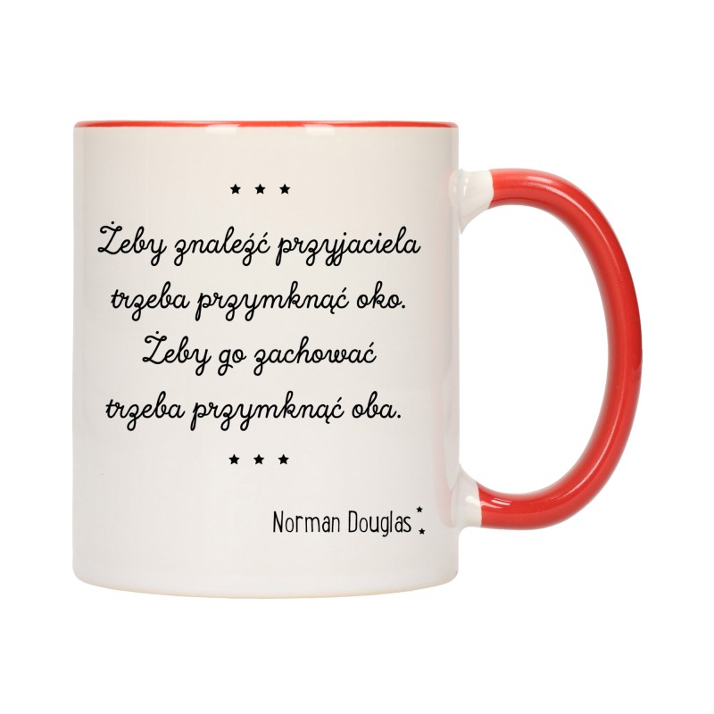 KUBEK KUBKI CZERWONY ŚRODEK UCHO ZNANE CYTATY CYTAT PREZENT W503