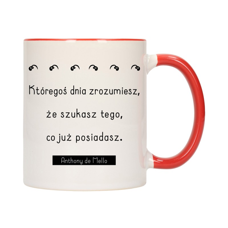 KUBEK KUBKI CZERWONY ŚRODEK UCHO ZNANE CYTATY CYTAT PREZENT W499