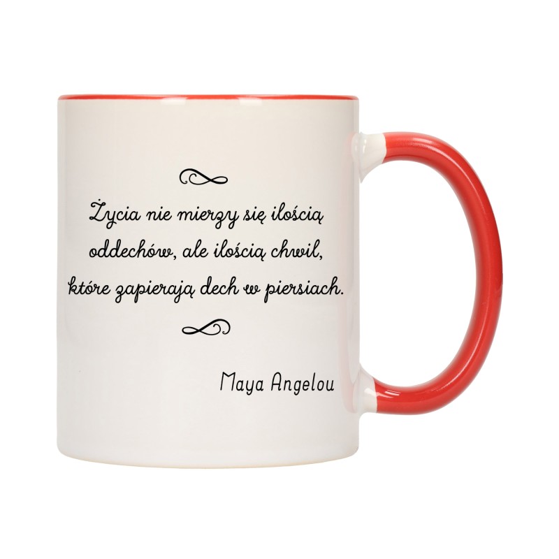 KUBEK KUBKI CZERWONY ŚRODEK UCHO ZNANE CYTATY CYTAT PREZENT W498