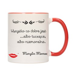 KUBEK KUBKI CZERWONY ŚRODEK UCHO ZNANE CYTATY CYTAT PREZENT W497